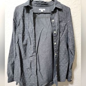 Gray polka-dot button down